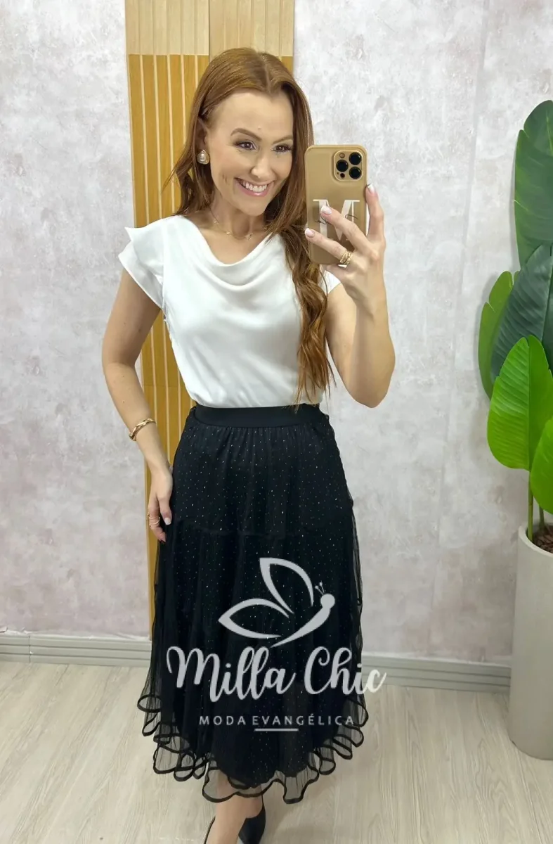 Blusa Amália em cetim Branca - Image 3