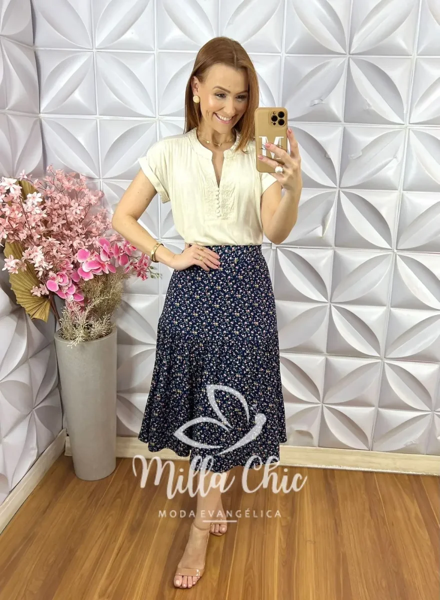 Blusa Nara Em Cambraia De Linho Bordada – Crú - Image 5