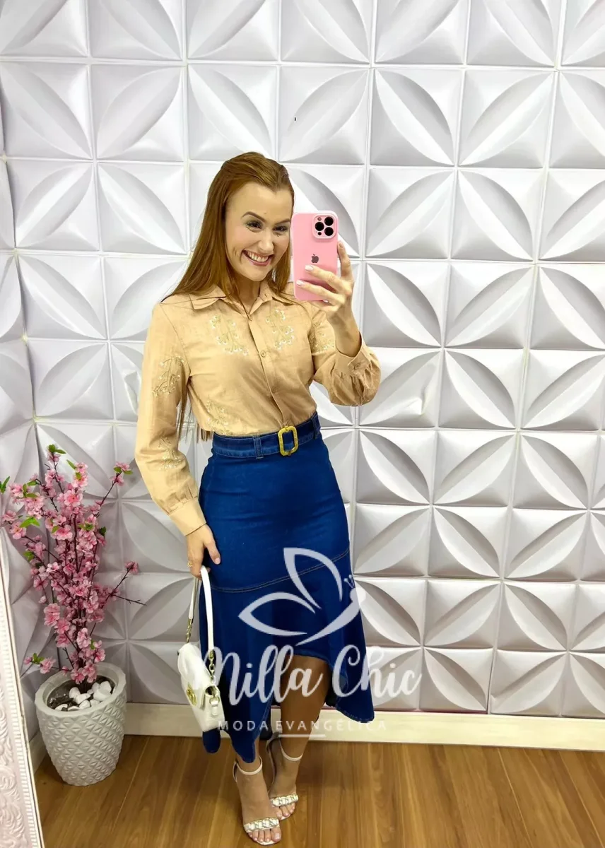 Saia Jeans Mullet Marisa – Azul - Image 2